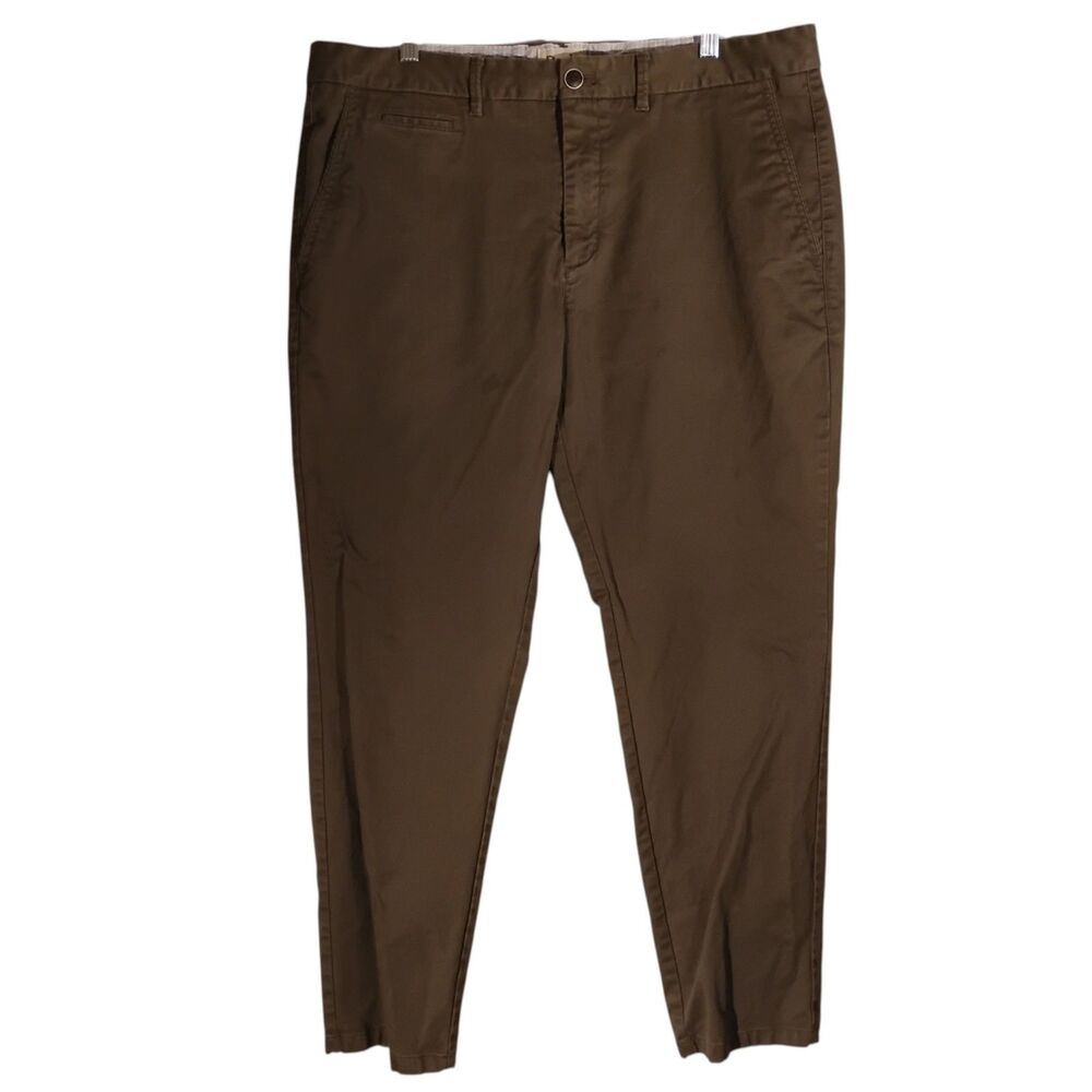 Perk pants mens 38x30 green slim fit stretch khaki flar front golf chino casual